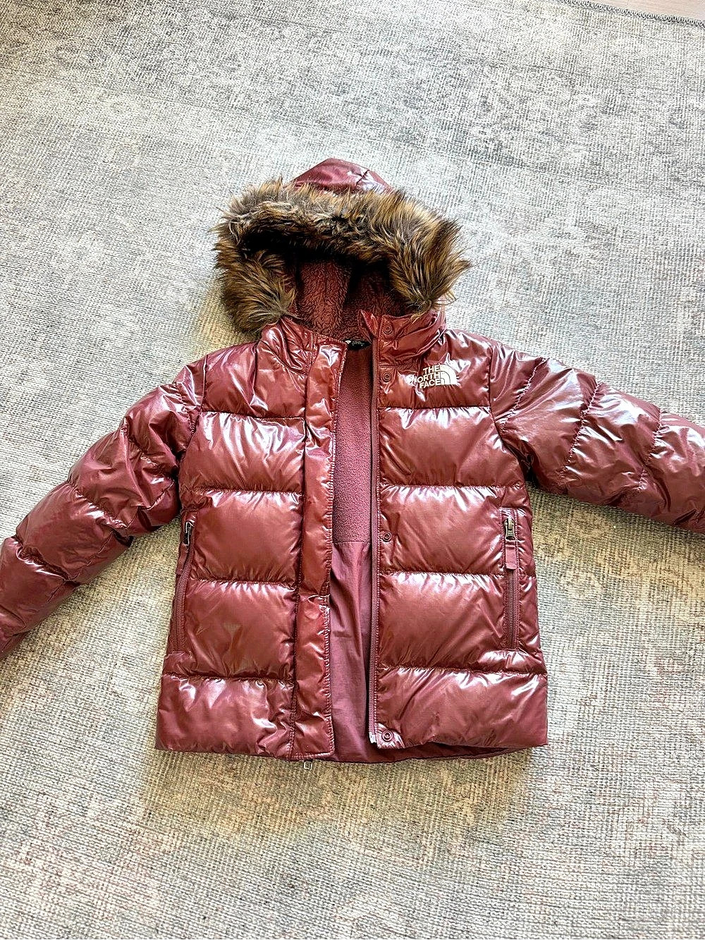 The North Face Girls' Printed North Down Fleece-Lined Parka Girls Puffer Jacket